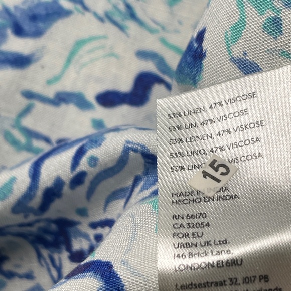 NWT Anthropologie Maeve Nautical Linen Blouse XS Coastal Ocean Print - Picture 5 of 6